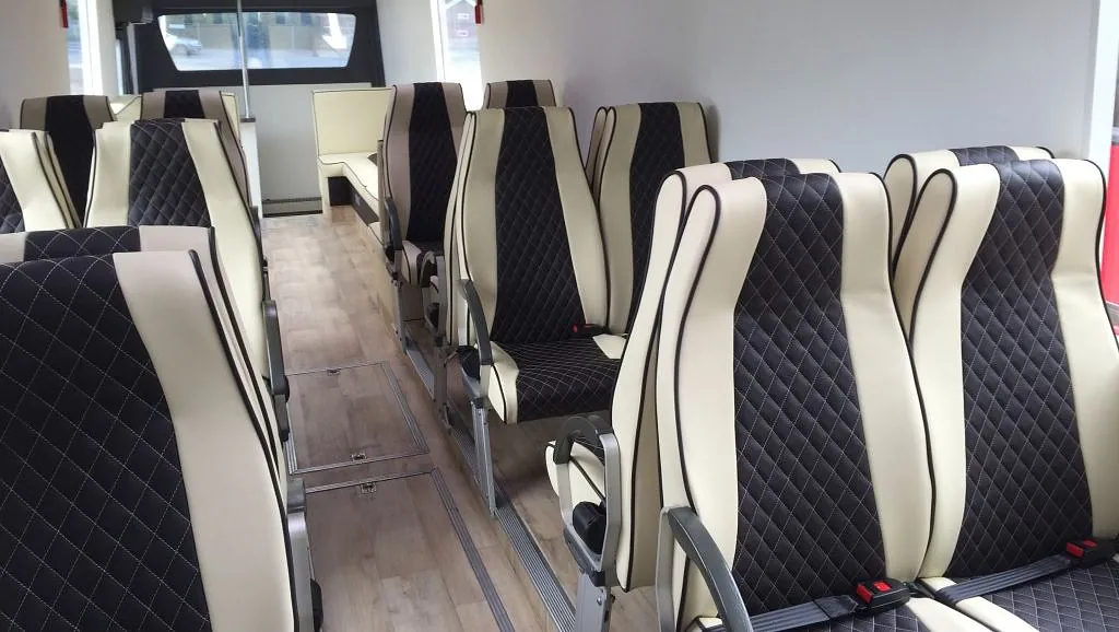 Busseter i hvitt og svart skinn